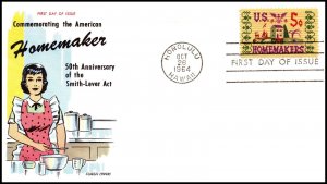 Scott 1253 5 Cents Homemaker Fluegel FDC Unaddressed Planty 1253-13