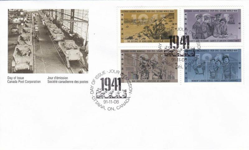 Canada # 1263a,1301a & 1348a, WWII Anniv. First Day Covers