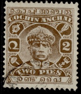 INDIAN STATES - Cochin GV SG54, 2p brown, FINE USED.