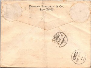 1902 New York NY USA Via Steam Ship Cover To Aaburg Switzerland
