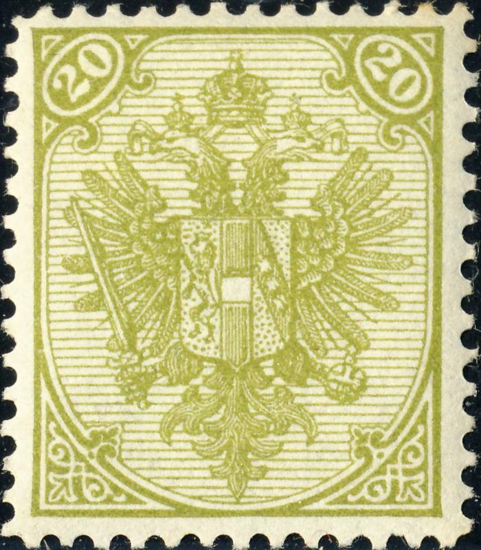 BOSNIE / BOSNIA / BOSNIEN - 1895 - Mi8.II (typo.) 20Kr olive p.12-1/2 - Mint*