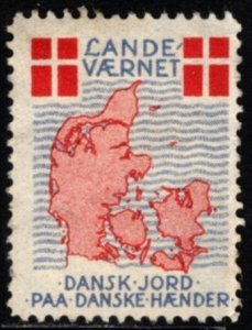 Vintage Denmark Poster Stamp The National Guard Danish Land In Danish Hands