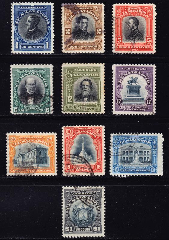 El Salvador Scott 402-11  complete set  F to VF used.