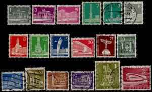 GERMANY BERLIN Sc#9N120-9N136 (18) 1958-63 Buildings Complete OG MH & Used