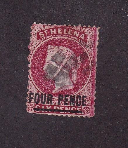 ST HELENA # 15 CORKY CANCEL 4p SURCHARGE QUEEN VICTORIA  CAT VALUE $83