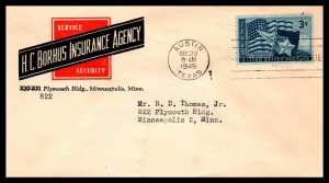 US 938 Texas Statehood Borhus Insurance Typed FDC