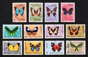 PAPUA NEW GUINEA — SCOTT 209-220 — 1966 BUTTERFLIES SET — USED — SCV $21.85