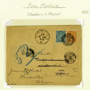 Modena Stamps 1885 Stamped Cover Chambery a Macon
