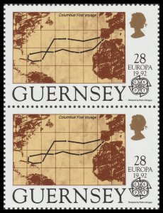 Guernsey 558 Christopher Columbus First Voyage 28p vert pair MNH 1992