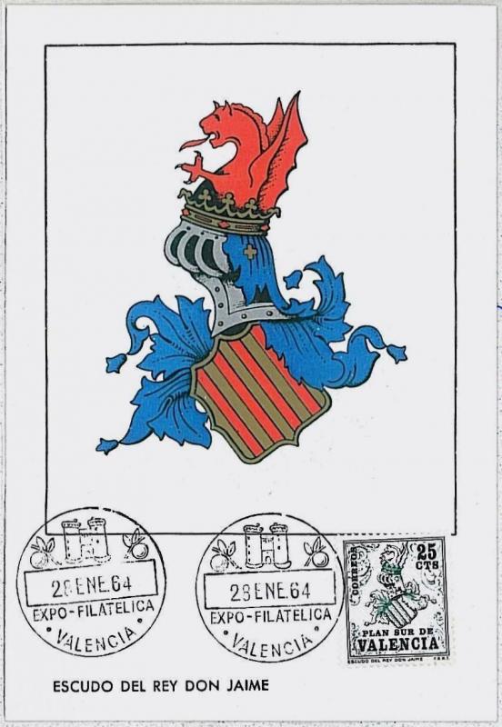 37206  MAXIMUM CARD - SPAIN : Coat of Arms - Heraldry -  Oranges - VALENCIA 1964