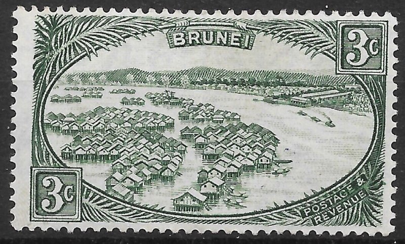 BRUNEI SG81 1947 3c GREEN MTD MINT