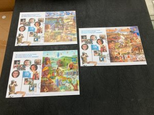 UNITED NATIONS IN THE 21ST CENTURY SET 3 SOUVENIR SHEET FIRST DAY COVERS A368