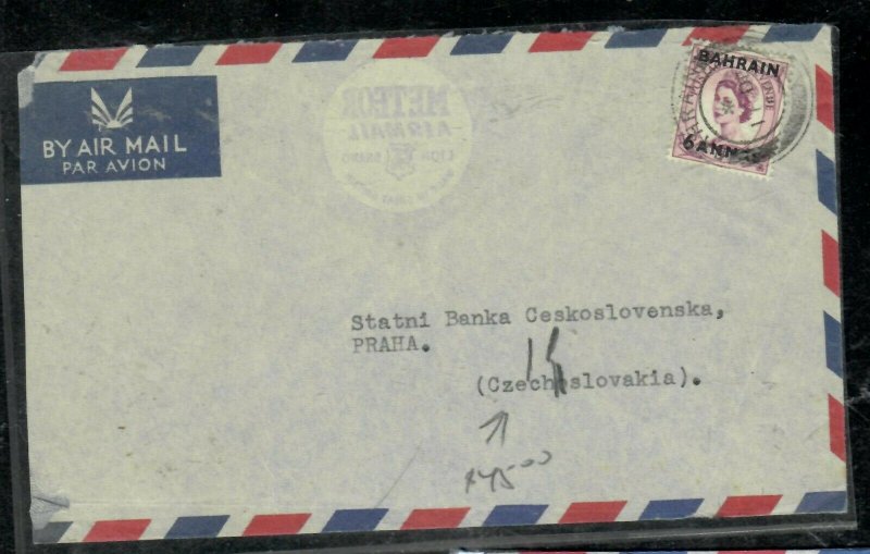 BAHRAIN COVER (P0206B)   QEII ON GB 6A/6D    A/M COVER TO CZECHOSLOVAKIA