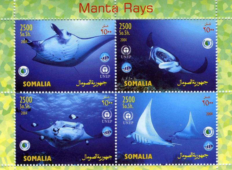 Somalia 2004 MANTA RAYS OCEAN YEAR Sheet Perforated Mint (NH)