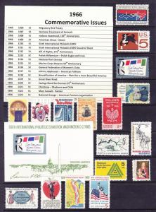 1966 Year Commemorative Postage Stamp Full Year Set Mint Never Hinged