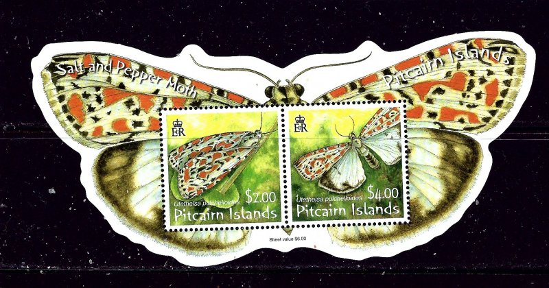 Pitcairn is 651a MNH 2007 Moths S/S