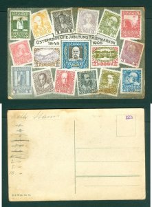 Austria. 1908. Postcard Unused.  Austria Anniv. Stamps 1848-1908 See Condition