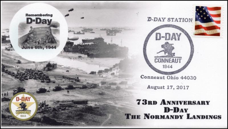 17-288, 2017, D-Day, Normandy Landing , Event Cover, Pictorial Cancel,