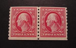 SCOTT #393   MINT    COIL   PAIR       CV  $125.00