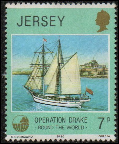 Jersey 236 - Mint-H - 7p Ship Eye of the Wind / St Helier (1980)