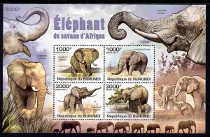 BURUNDI - 2011 - Elephants - Perf 4v Sheet - Mint Never Hinged