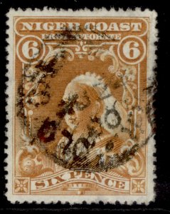 NIGERIA - Niger Coast Protectorate QV SG71, 6d yellow-brown, USED. Cat £11.
