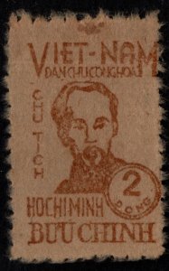 North Viet Nam, Viet MINH Scott 1L62 Unused 1948 Ho Chi Minh stamp rough paper