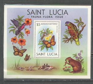 SAINT LUCIA Sc# 542 MNH FVF SS Birds Butterfly Flowers