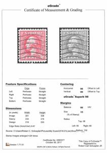 528B 2 cents Washington Carmine ty 6 Stamp used EGRADED SUPERB 98 XXF