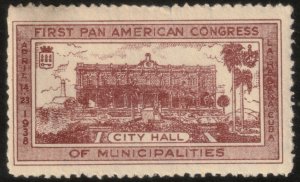 ✔️ US POSSESSIONS  1938 - 1ST PAN AMERICAN CONGRESS LA HABANA CINDERELLA - MNH