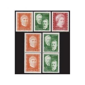 Sweden 909-911,913-914 pairs,MNH.Mi 734-736 C,D/D. Nobel Price 1971.Maeterlinck,