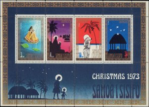 Samoa #394a, Complete Set, S/S Only, 1973, Christmas, Never Hinged