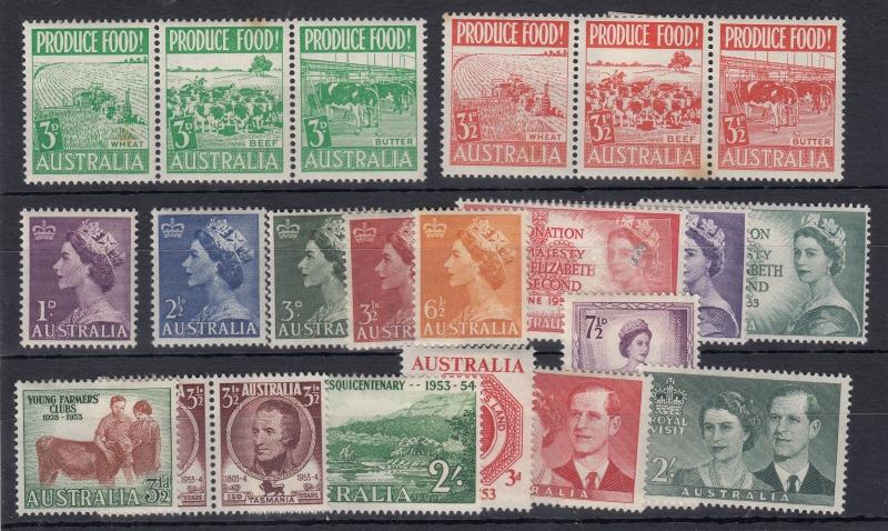 Australia QEII Early Collection of 23 Values MH J691