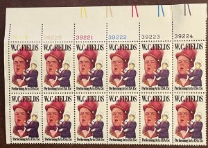 Scott #1803 18¢ W.C. Fields MNH VF plate block of 12