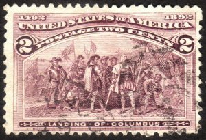 1893, US 2c, Landing of Columbus, Used, Sc 231