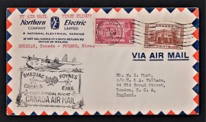 CANADA FIRST FLIGHT #241,243 COVER Shediac Canada to Foynes Eire 6-24-1939