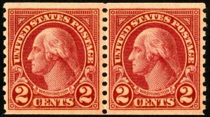 US Stamps # 599a Superb OG MNH Type II Coil Pair 