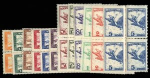 Hungary #C12-23 Cat$220+, 1927-30 Airpost, complete set in blocks of four, ne...