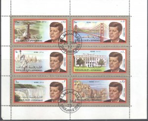 Sharjah SS (6 stamps) used JF Kennedy