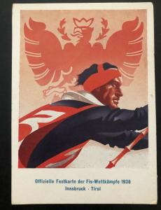 1936 Innsbruck Austria Advertising Postcard Cover First Winter Sports Festival