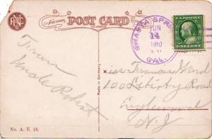 United States California Shasta Springs 1910 violet 4a-bar  1892-1935  PC.