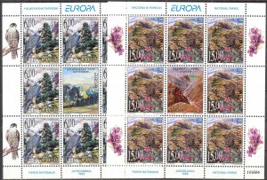 Yugoslavia 1999 Europa CEPT National Parks Birds Landscapes 2 sheets MNH