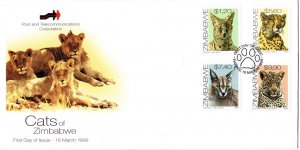 Zimbabwe - 1999 Wild Cats FDC SG 984-987