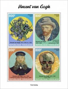 Togo - 2021 Dutch Painter Vincent van Gogh - 4 Stamp Sheet - TG210429a