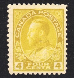 Canada Scott 110b olive yellow F+ unused no gum. Lot #B.  FREE...