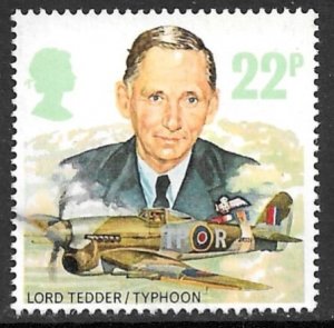 GREAT BRITAIN 1986 22p Lord Tedder RAF Issue Sc 1158 VFU