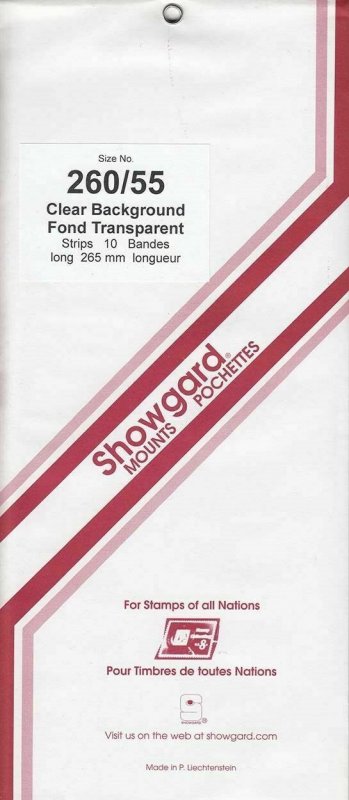 Showgard Stamp Mount 260 / 55 CLEAR Background Pack of 10 New Sealed 