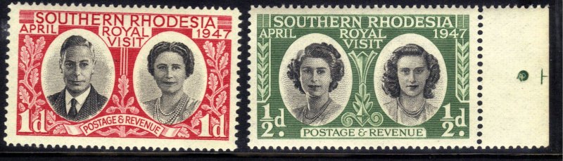 Southern Rhodesia 1947 KGV1 Set Royal Visit Umm SG 62 /3 ( G1150 )