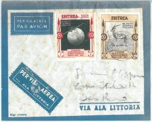 71612 - ITALY COLONIES: ERITREA - AIRMAIL ENVELOPE 1936 LITTORIA WING-