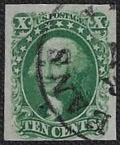 U.S. #13 Used 10c Washington Imperf - N.O. Town Postmark (1855) - PF Certificate